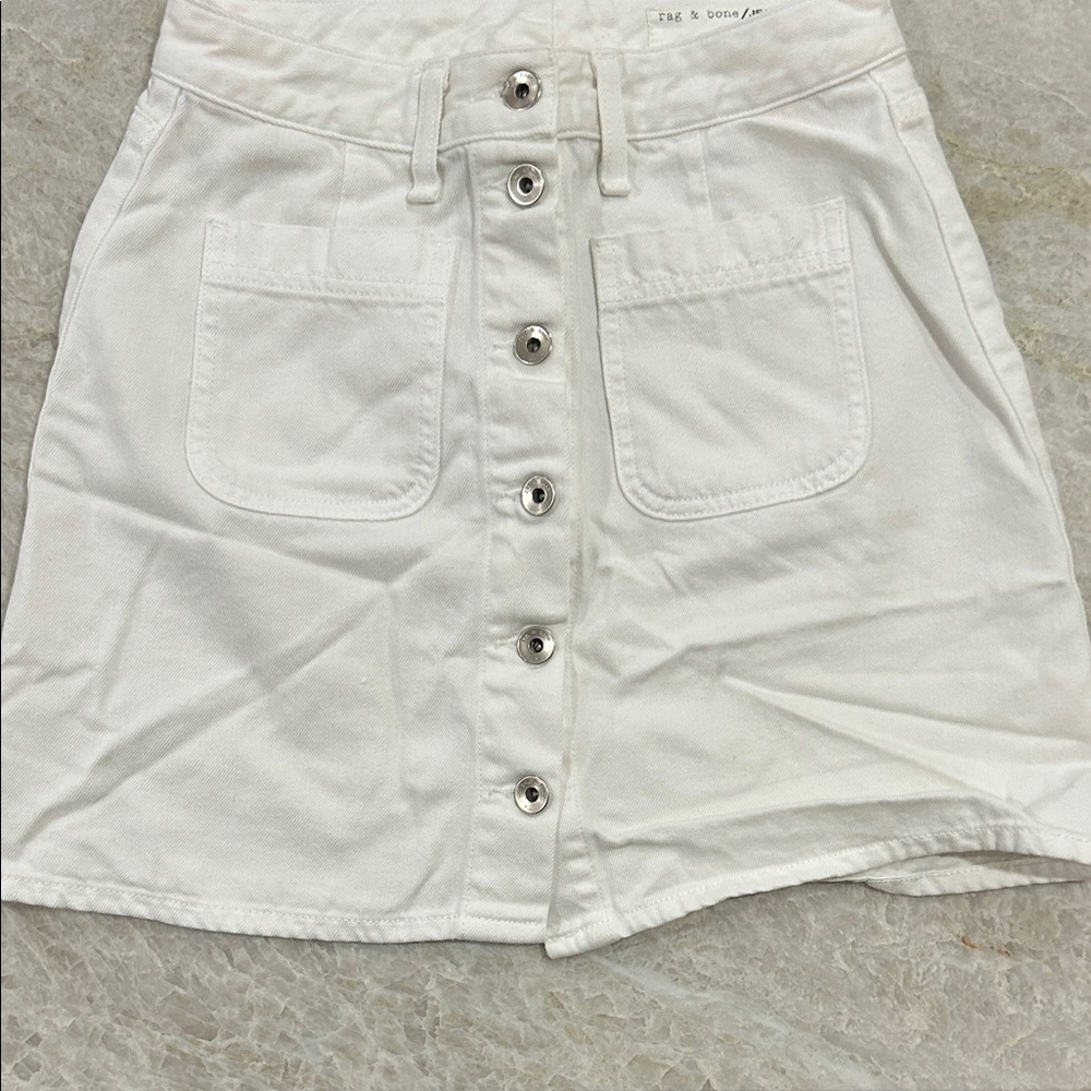 rag & bone White Button-Front Mini Skirt